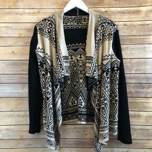 Lucky Brand Aztec Waterfall Open Front Cardigan Sweater Size Medium